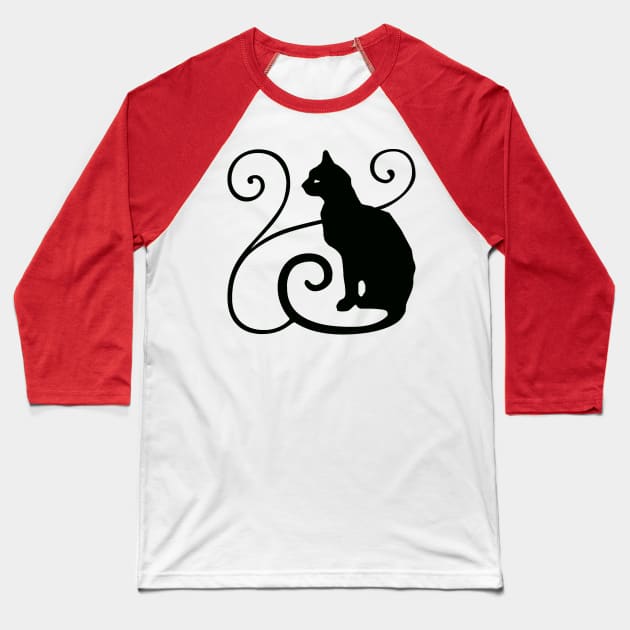 Black Cat - Witch Black Magic Cat Gothic Cat Design Baseball T-Shirt by ballhard